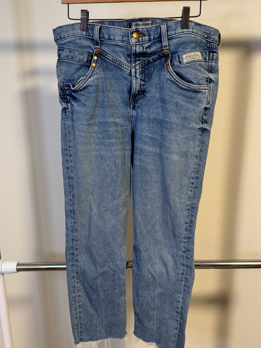 Smith + Rogue W73 Rodeo Women’s High Rise Jeans 32x30 Raw Hem Stretch Denim